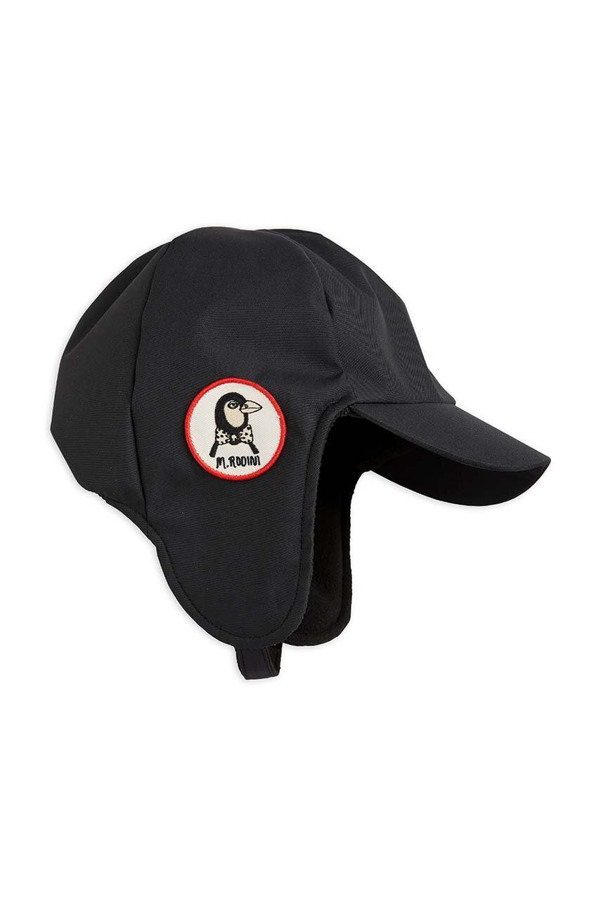 Detská baseballová čiapka Mini Rodini čierna farba, s nášivkou