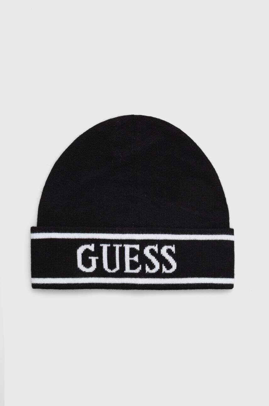 

Шапка Guess в черно с фина плетка, Черен