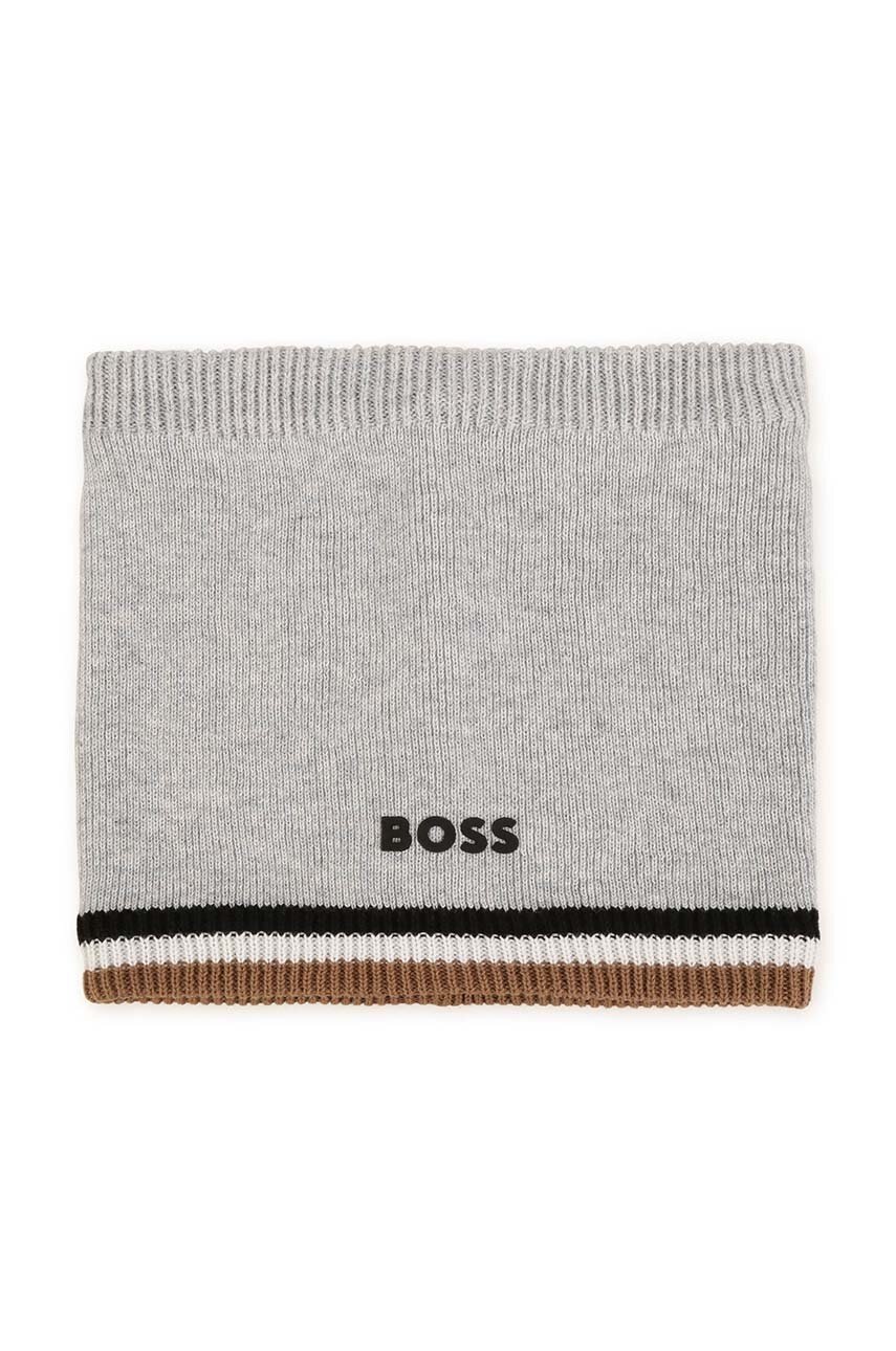 

Детская шапка BOSS цвет серый из тонкого трикотажа