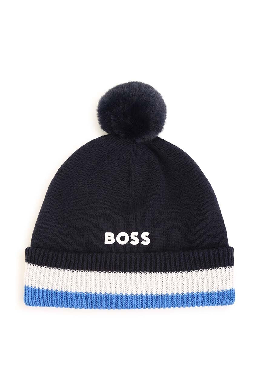 

Детская шапка BOSS цвет синий из тонкого трикотажа