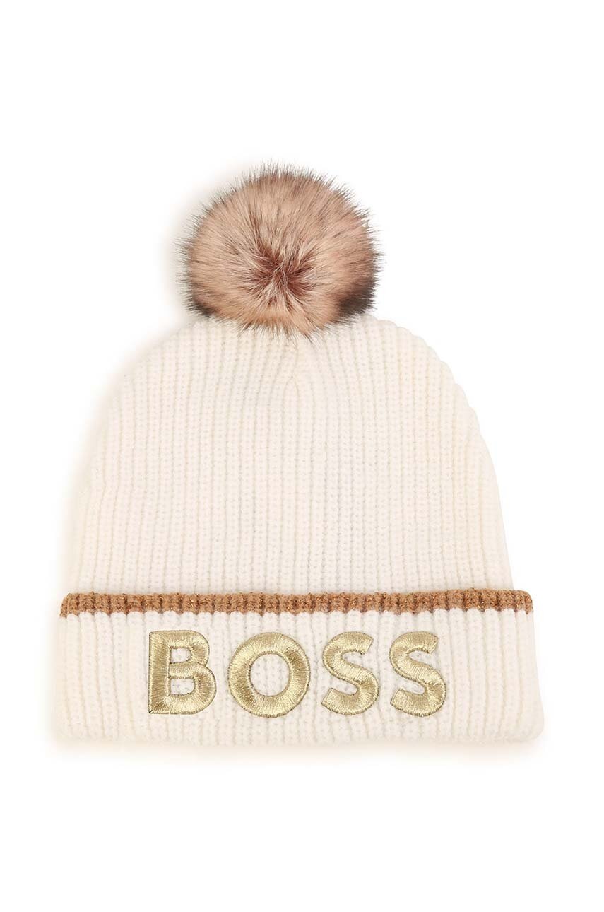 

Детская шапка с примесью шерсти BOSS цвет белый