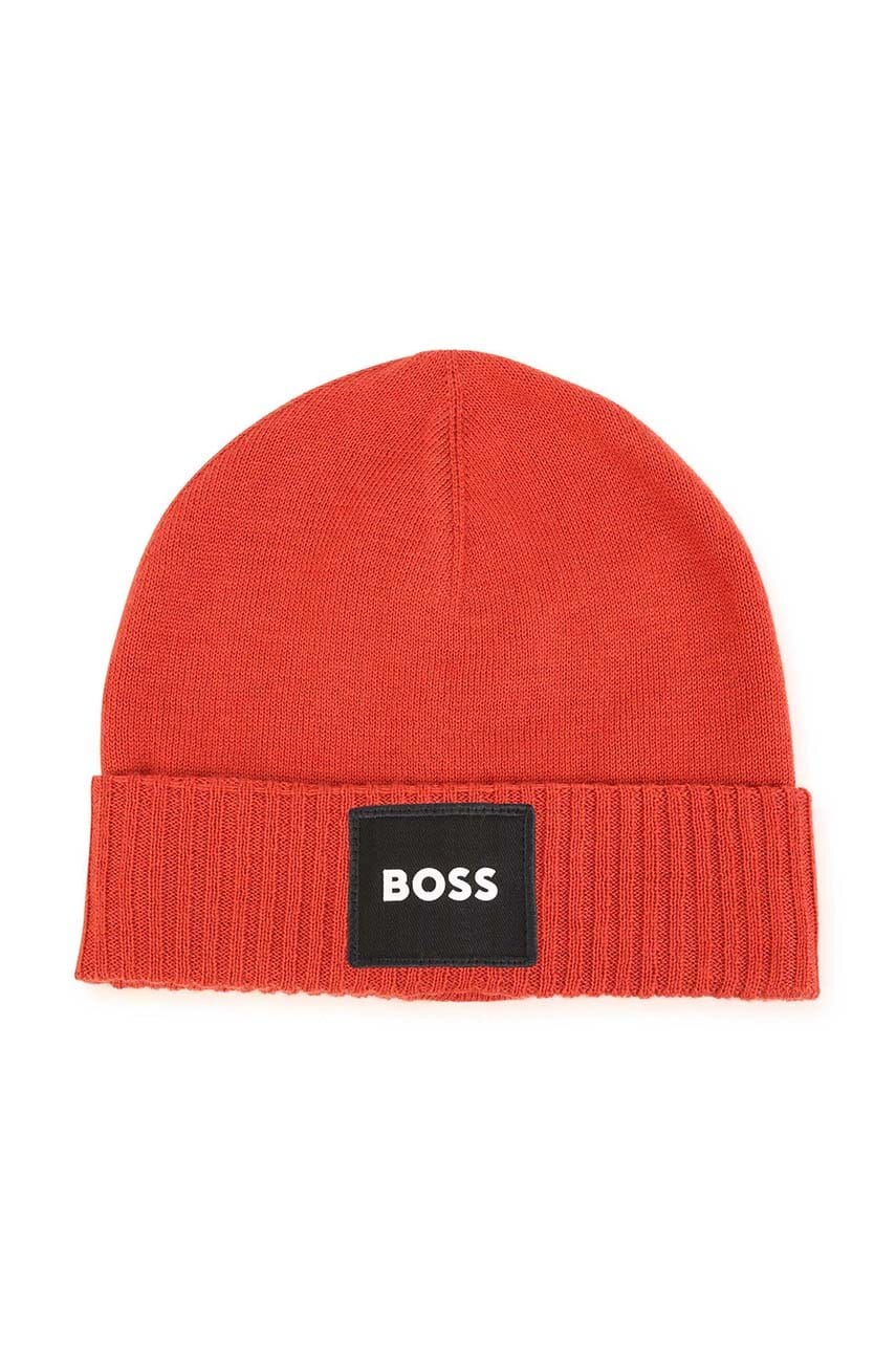 

Дитяча шапка з домішкою вовни BOSS колір помаранчевий
