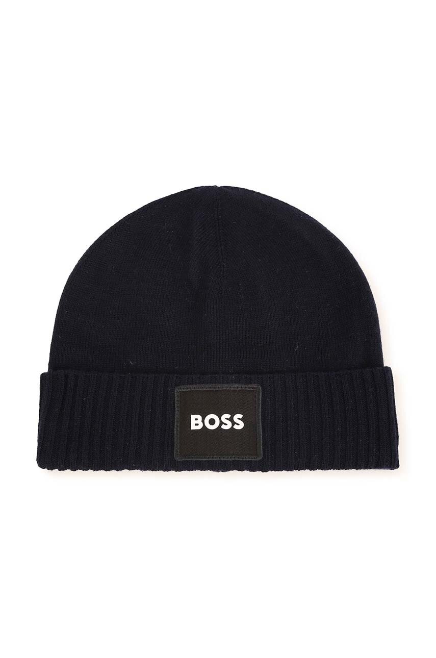

Детская шапка с примесью шерсти BOSS цвет синий