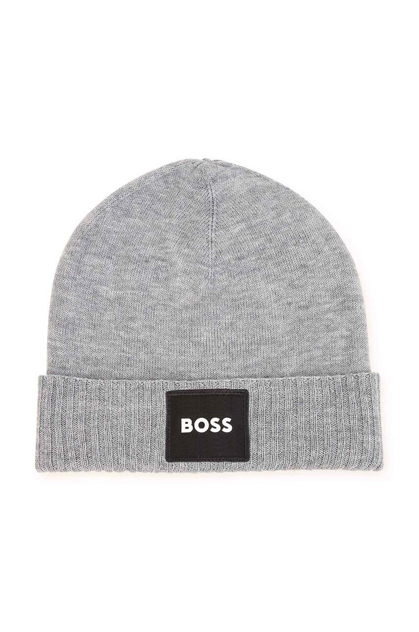 

Детская шапка с примесью шерсти BOSS цвет серый