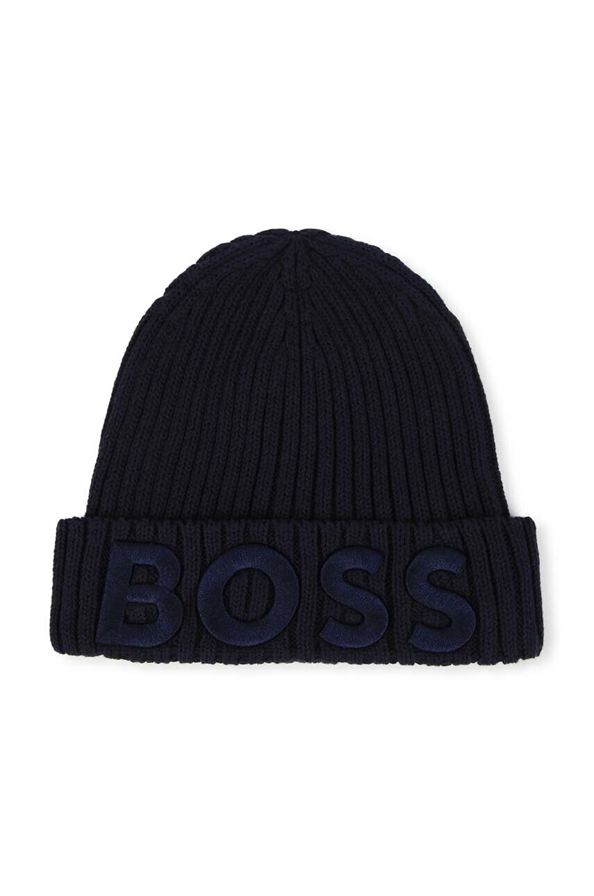

Детская хлопковая шапка BOSS цвет синий хлопковая