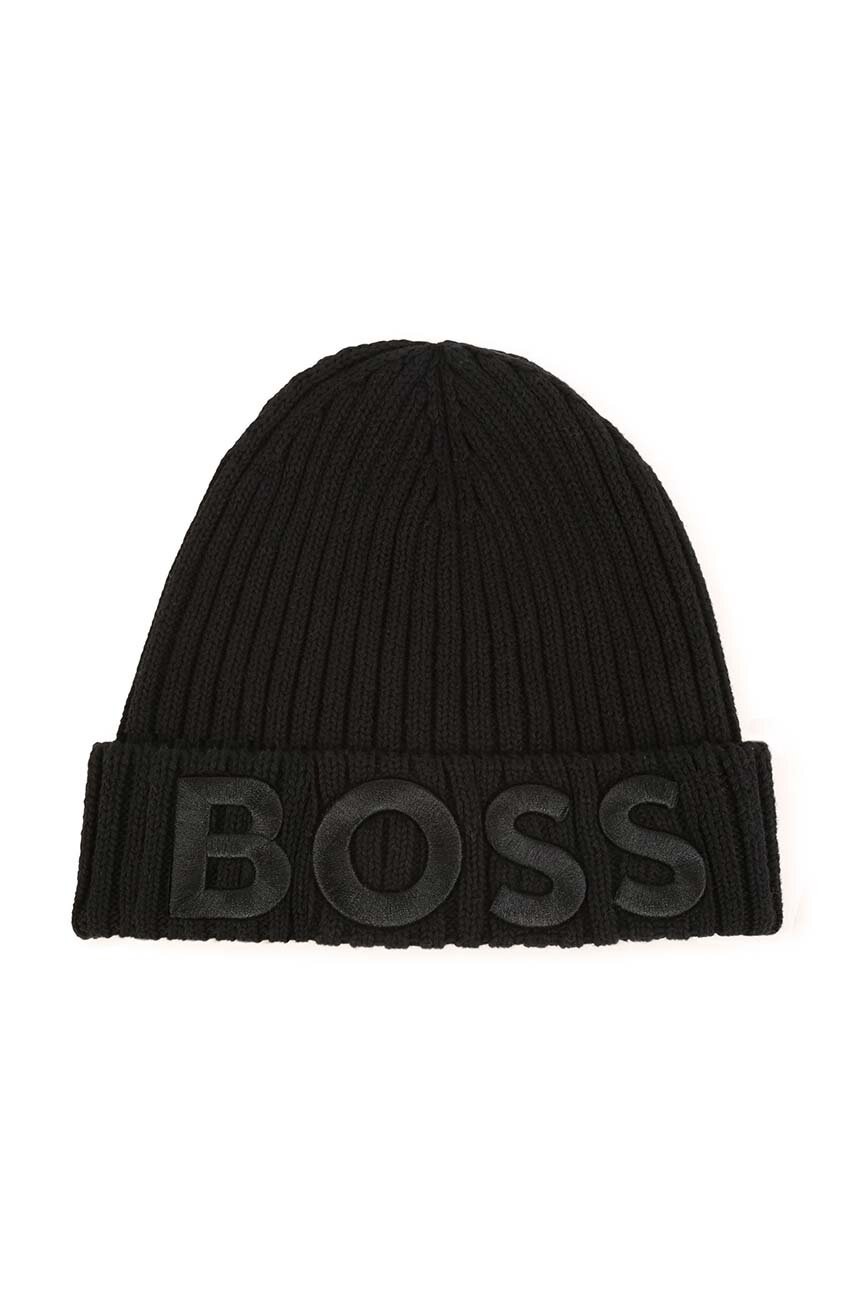 

Дитяча бавовняна шапка BOSS колір чорний з бавовни