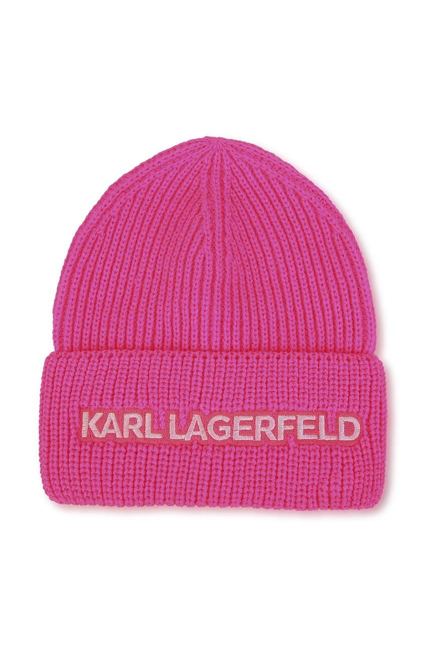 

Дитяча шапка Karl Lagerfeld колір фіолетовий з товстого трикотажу