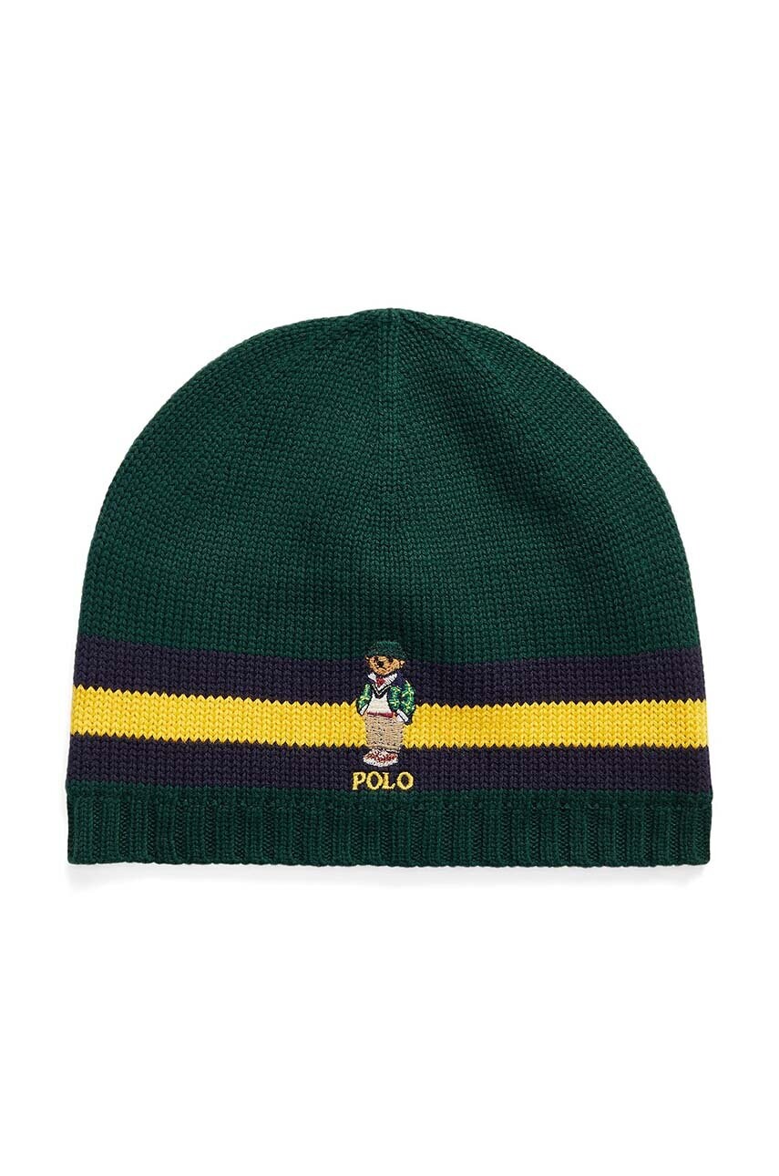 

Дитяча бавовняна шапка Polo Ralph Lauren колір зелений з бавовни