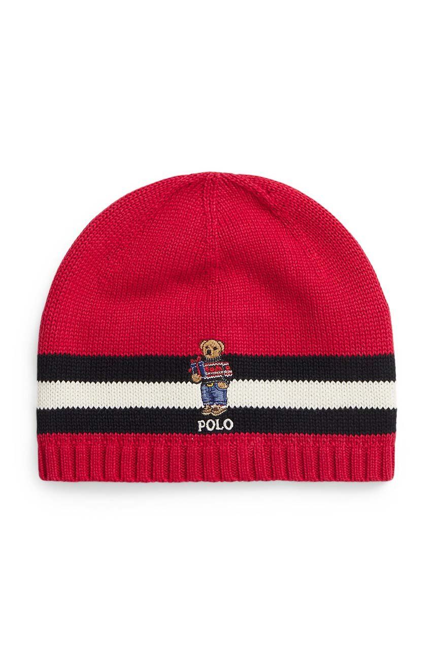Dětská bavlněná čepice Polo Ralph Lauren červená barva, z tenké pleteniny - červená - 100 % Bavlna