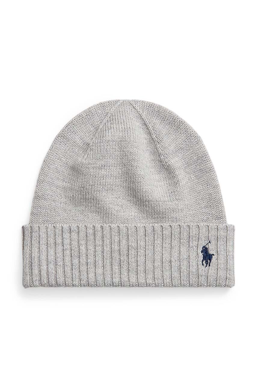 

Детская хлопковая шапочка Polo Ralph Lauren цвет серый шерсть