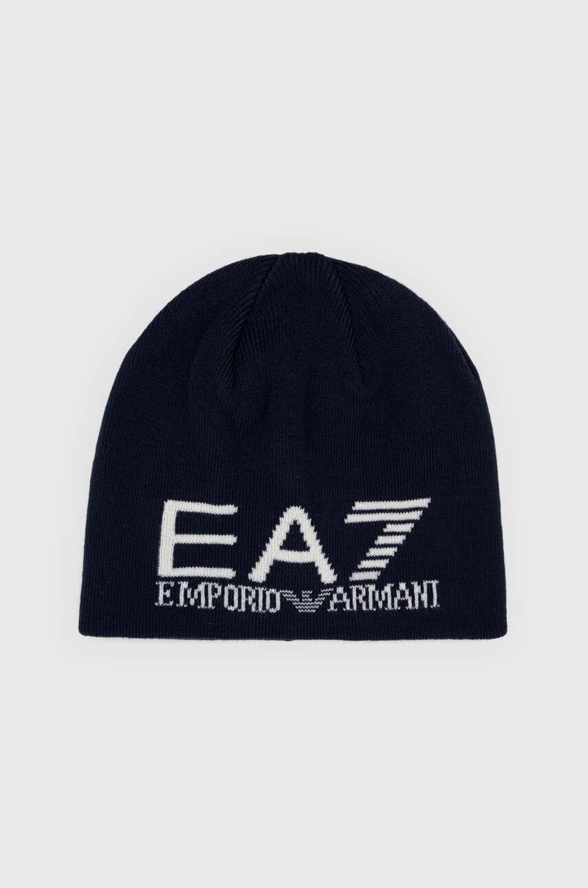 

Шапка EA7 Emporio Armani колір синій з товстого трикотажу