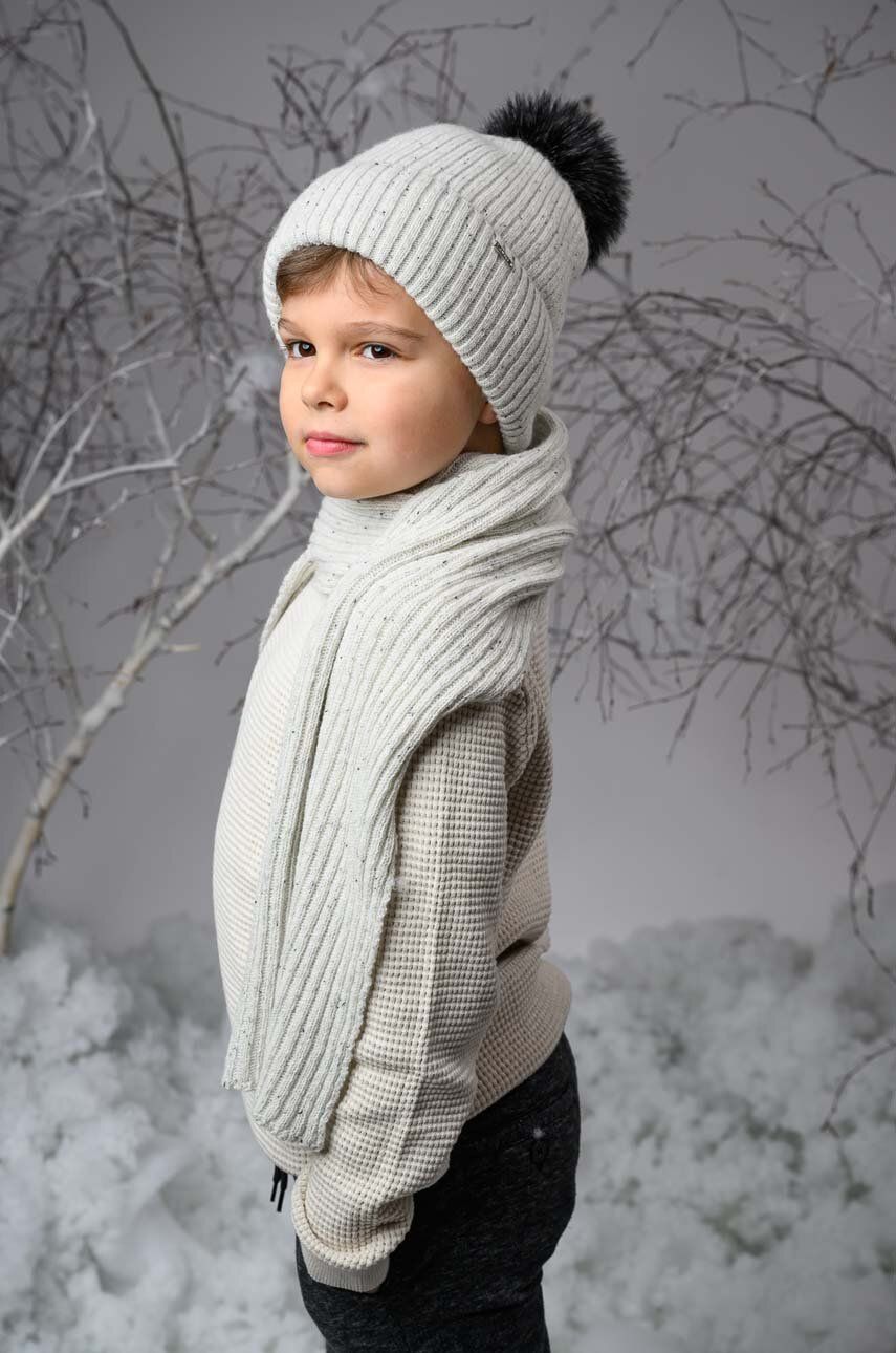 Jamiks șapcă de lână pentru copii culoarea gri, de lana