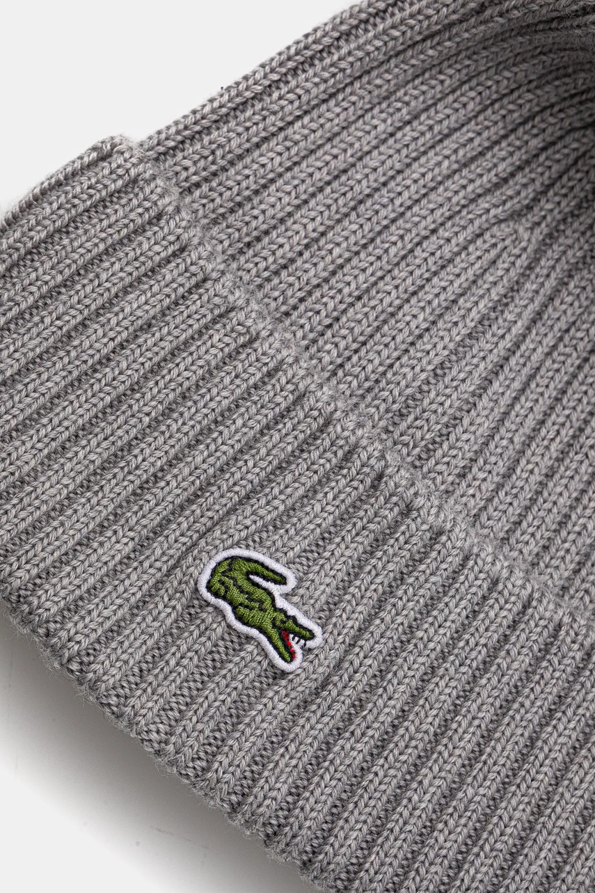 Дитяча вовняна шапка Lacoste колір синій вовна