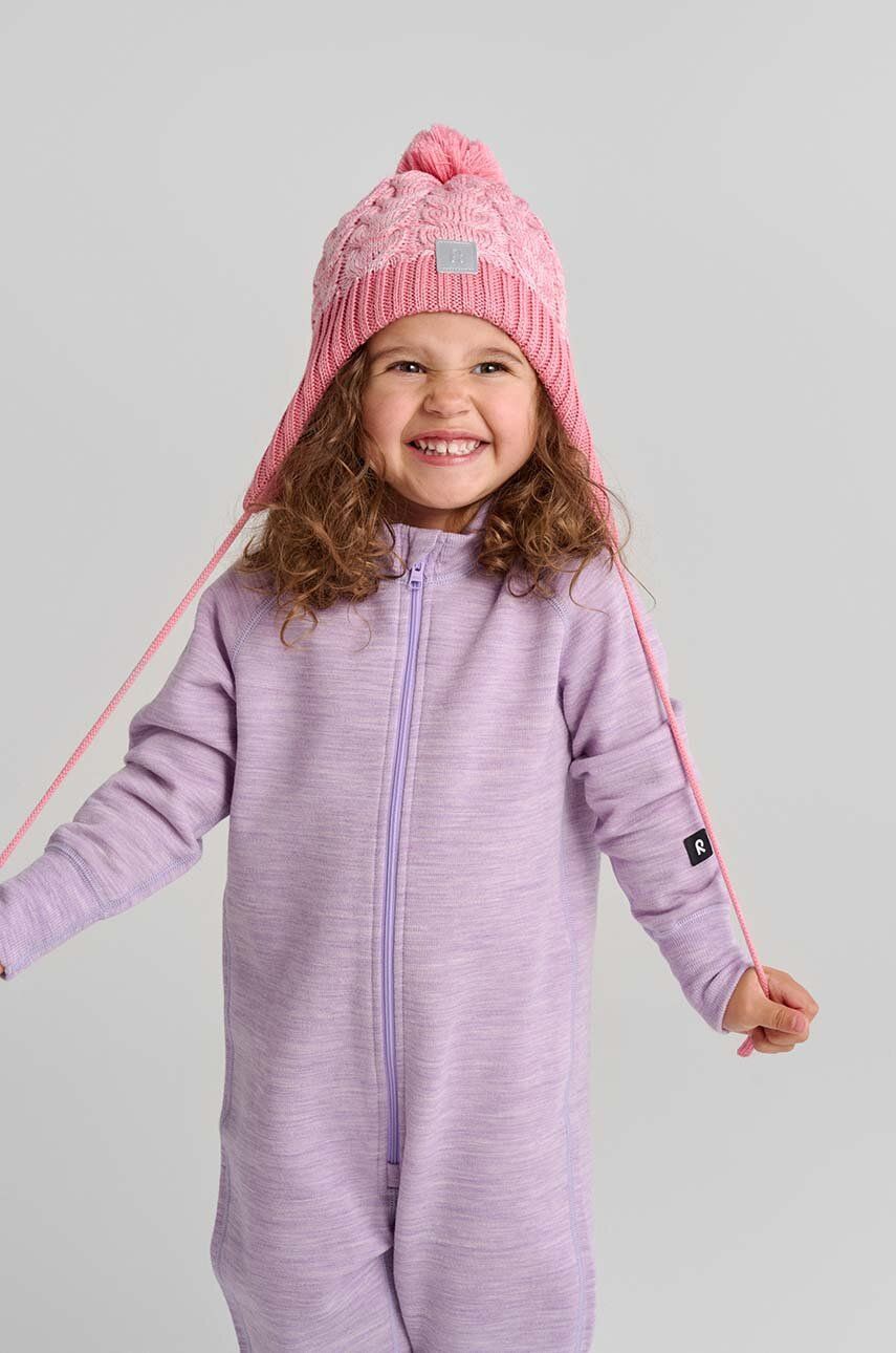 Reima șapcă de lână pentru copii Paljakka culoarea roz, de lana