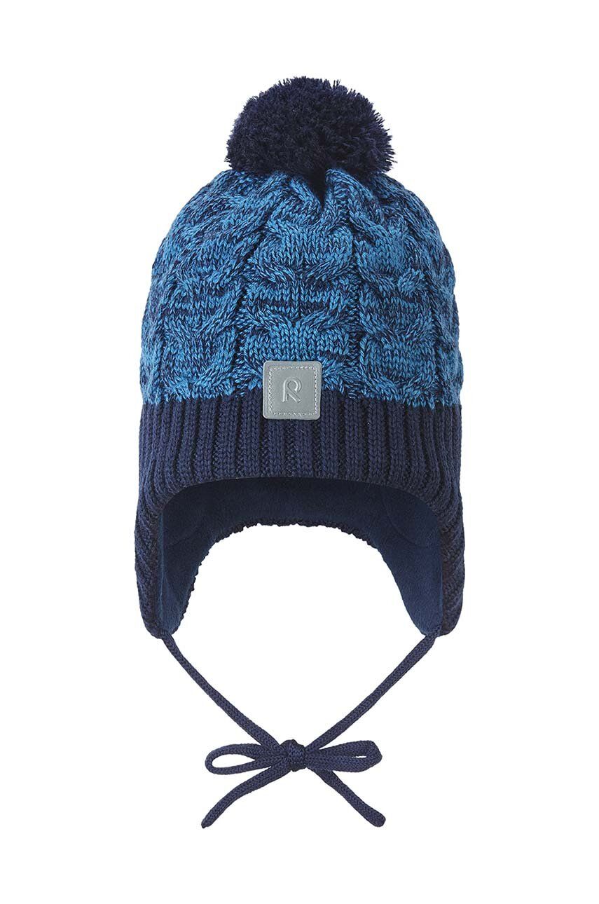 Reima șapcă de lână pentru copii Paljakka culoarea albastru marin, de lana