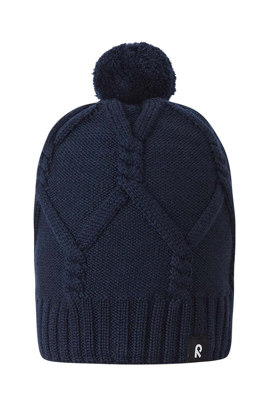 Reima șapcă de lână pentru copii Talvinen culoarea albastru marin, de lana
