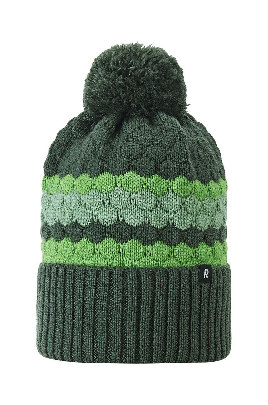 Dětská vlněná čepice Reima Pampula zelená barva - zelená - Hlavní materiál: 50 % Akryl
