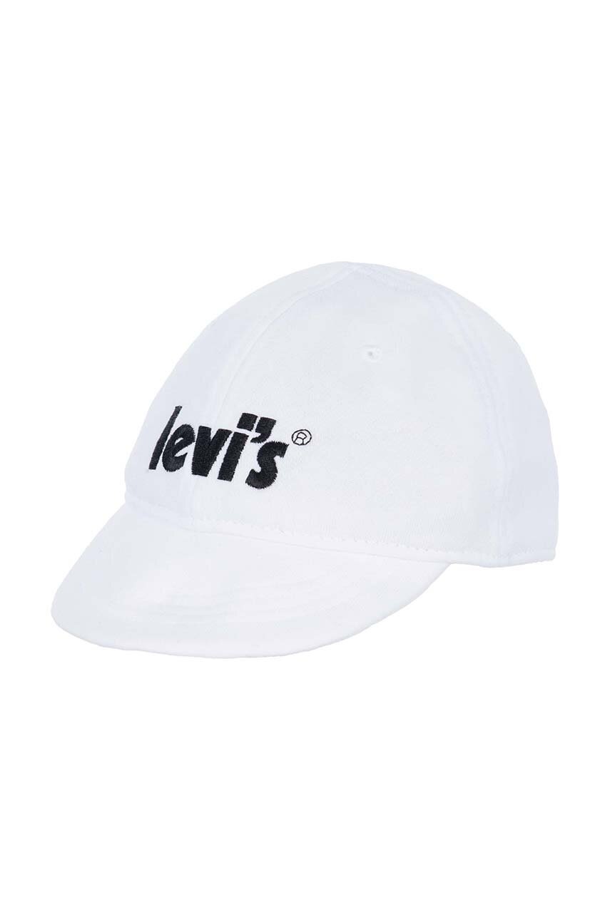 Levně Dětska čepice Levi's bílá barva, s aplikací