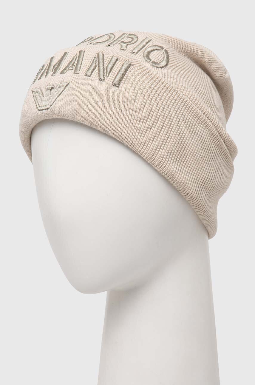 Детская шапка с примесью шерсти Emporio Armani цвет бежевый Детская шапка с примесью шерсти Emporio Armani цвет бежевый