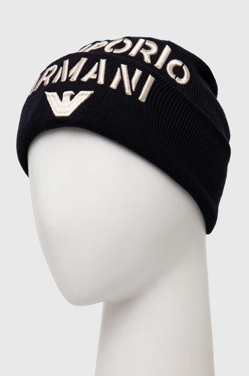 Детская шапка с примесью шерсти Emporio Armani цвет синий Детская шапка с примесью шерсти Emporio Armani цвет синий