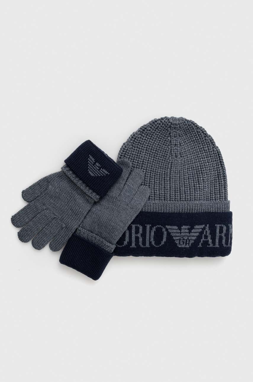 E-shop Čepice a dětské rukavice Emporio Armani šedá barva