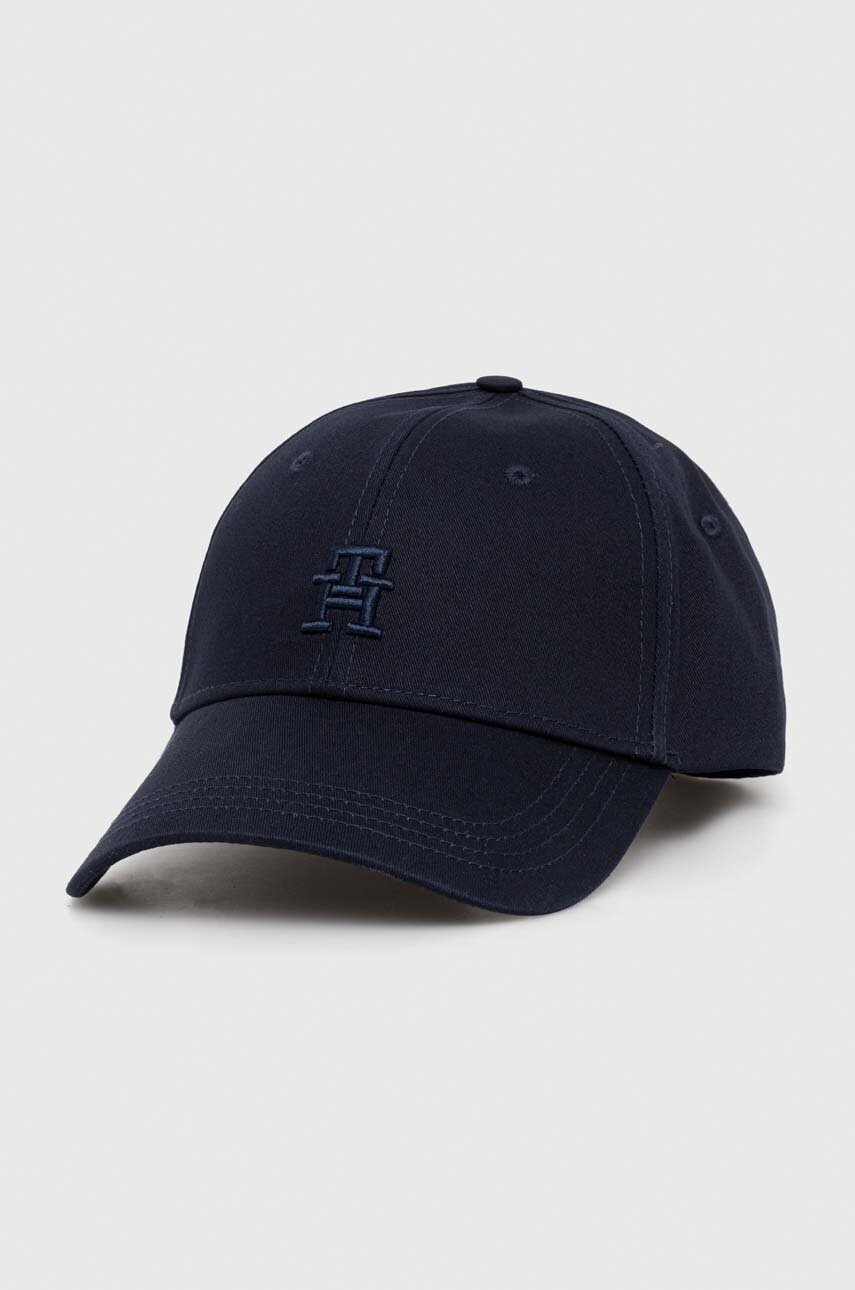 

Памучна шапка с козирка Tommy Hilfiger в тъмносиньо с изчистен дизайн, Тъмносин