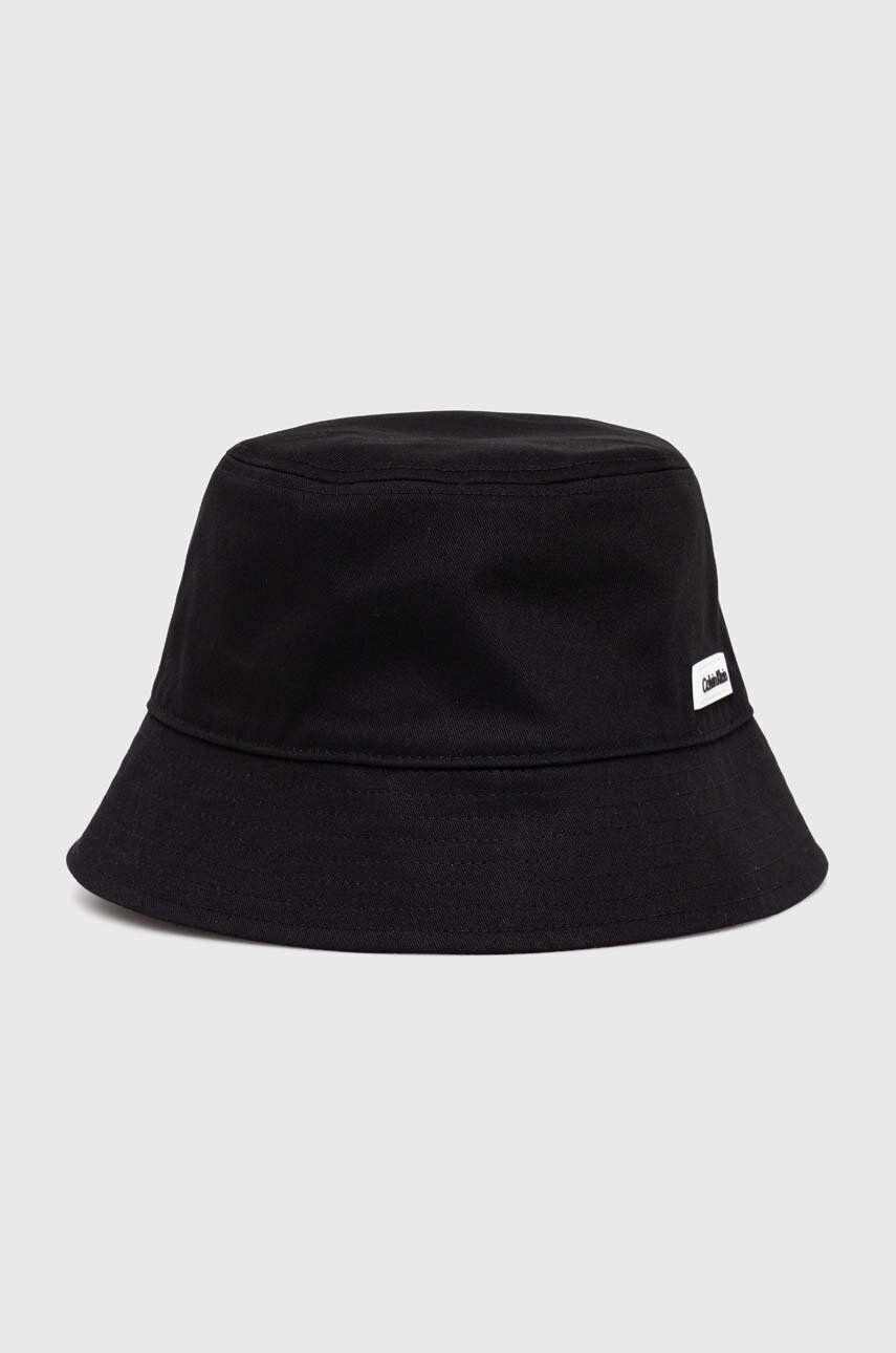 Oboustranný bavlněný klobouk Calvin Klein černá barva, bavlněný - černá -  100 % Bavlna
