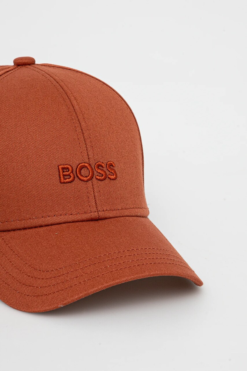 Хлопковая кепка BOSS цвет оранжевый с аппликацией 50495121 Хлопковая кепка BOSS цвет оранжевый с аппликацией 50495121