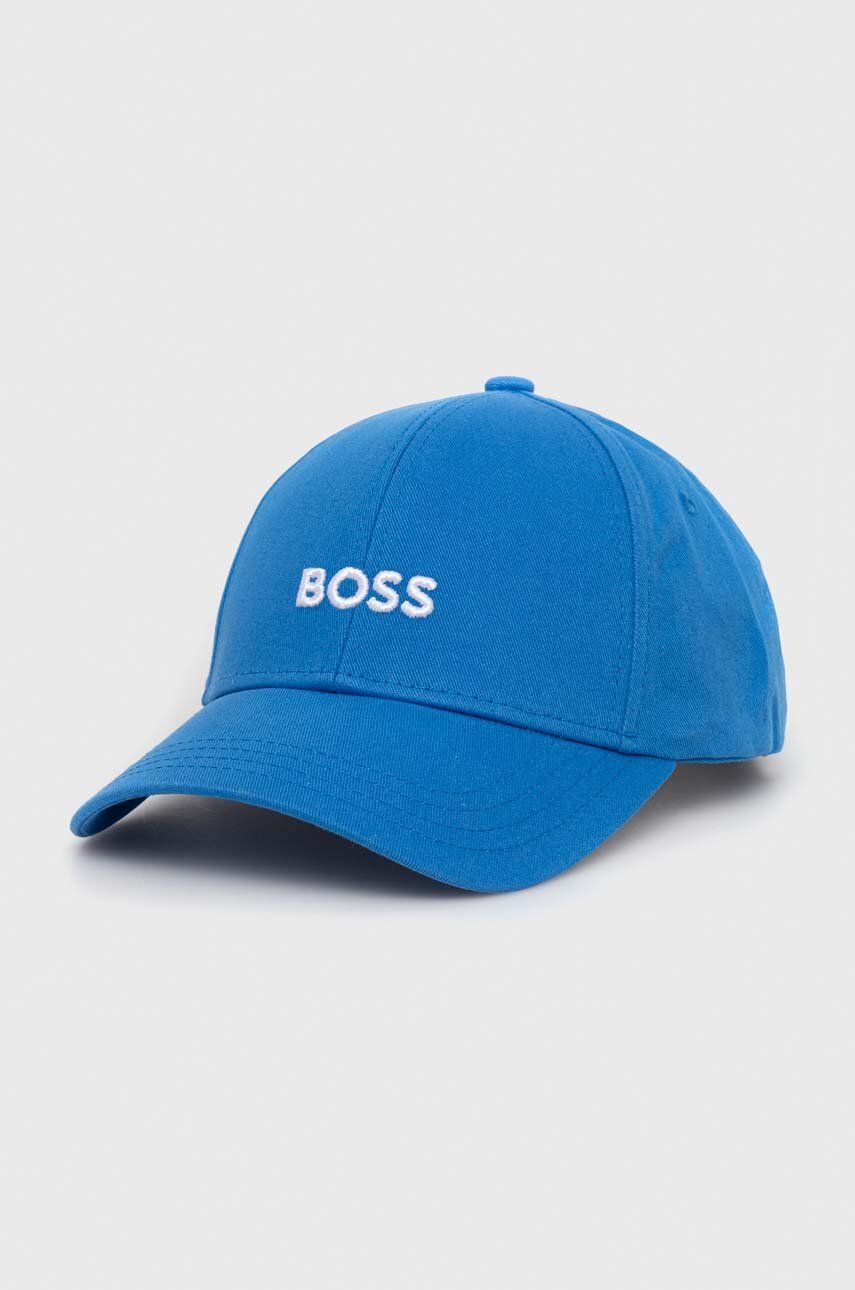 Bavlněná baseballová čepice BOSS s aplikací - modrá - 100 % Bavlna