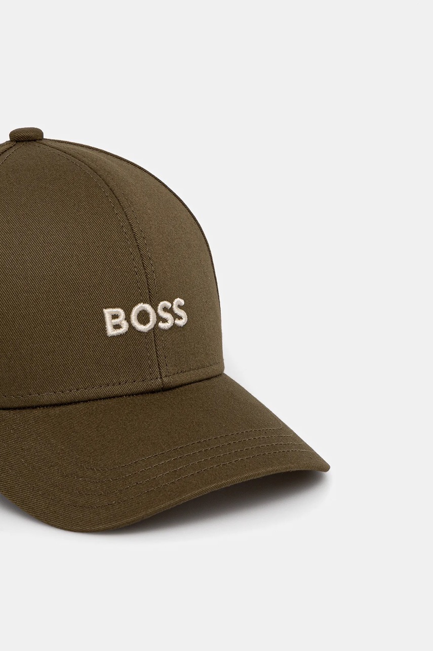 Хлопковая кепка BOSS цвет зелёный с аппликацией 50495121