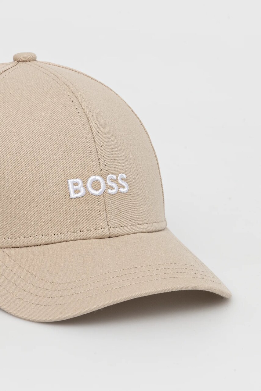 Хлопковая кепка BOSS цвет бежевый с аппликацией 50495121 Хлопковая кепка BOSS цвет бежевый с аппликацией 50495121