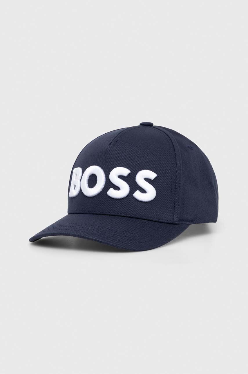 Bavlněná baseballová čepice BOSS tmavomodrá barva, s aplikací - námořnická modř -  100 % Bavlna