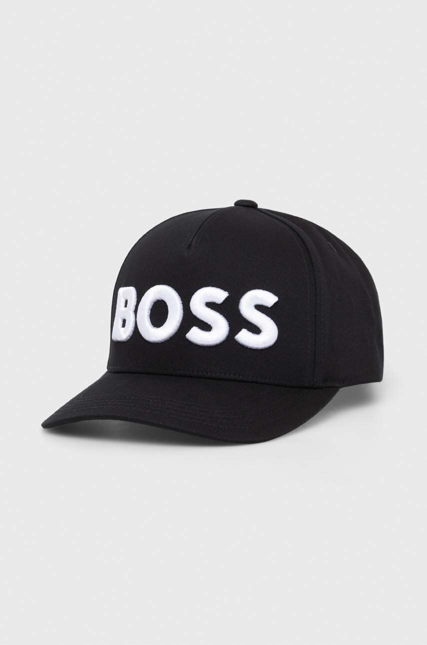 Bavlněná baseballová čepice BOSS černá barva, s aplikací - černá -  100 % Bavlna