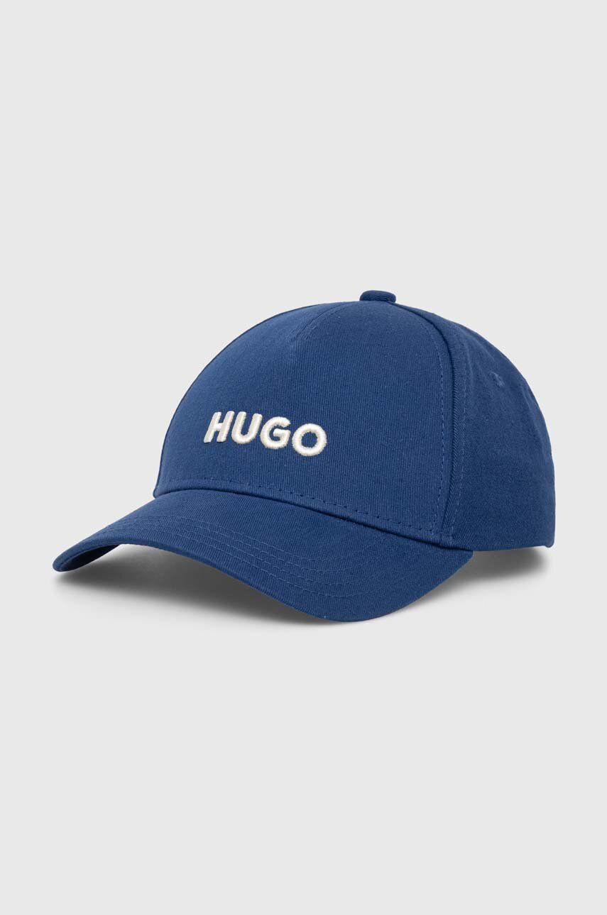 Levně Bavlněná baseballová čepice HUGO tmavomodrá barva, s aplikací, 50496033