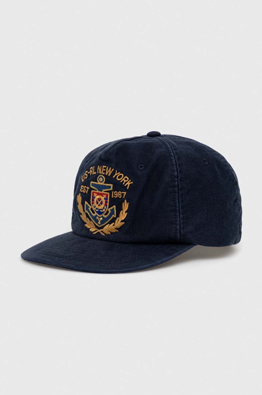 

Хлопковая кепка Polo Ralph Lauren цвет синий узор