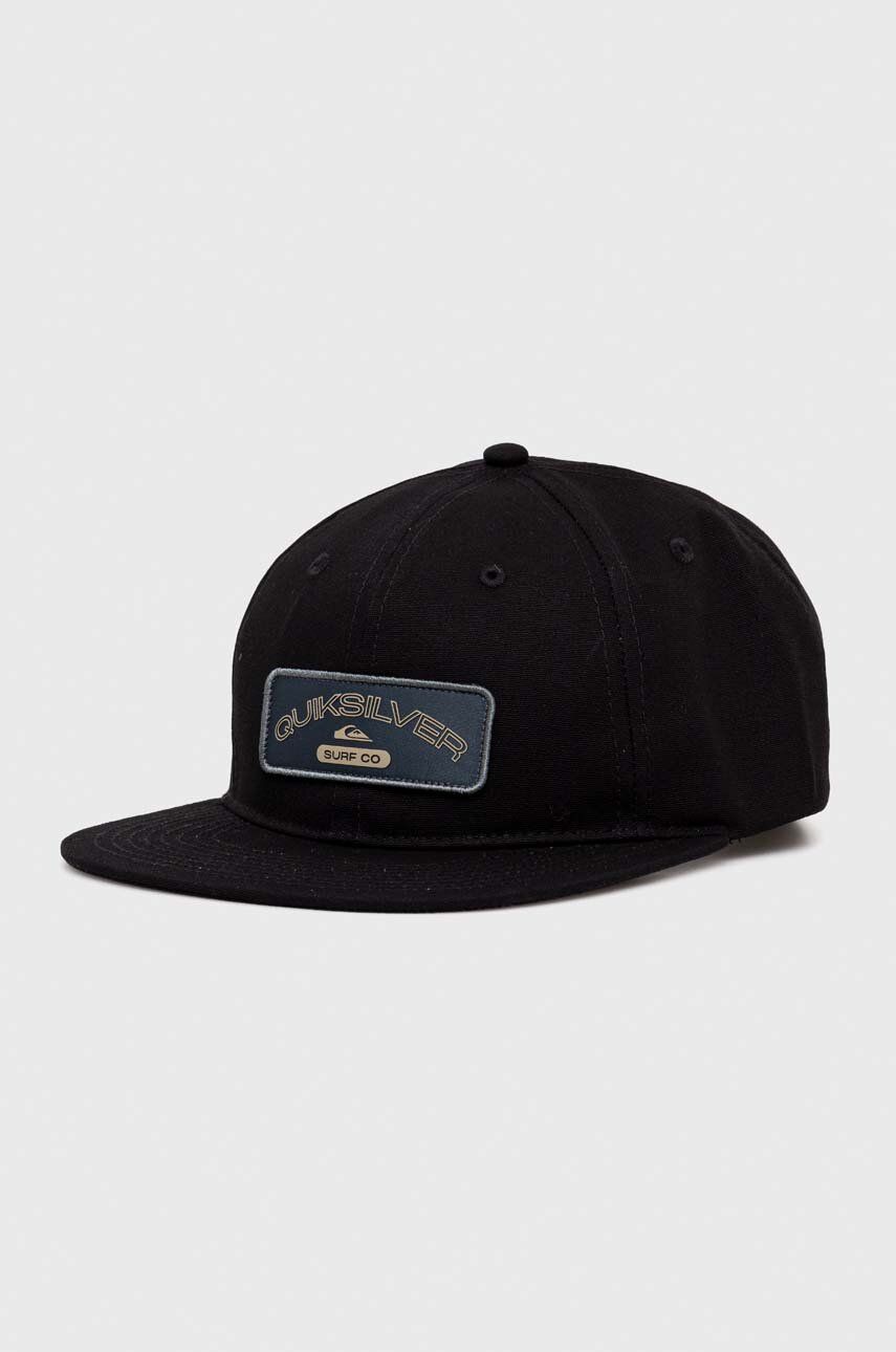 Levně Bavlněná baseballová čepice Quiksilver černá barva, s aplikací