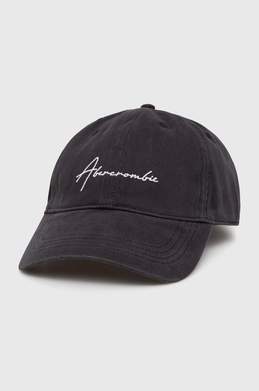 

Памучна шапка с козирка Abercrombie & Fitch в сиво с апликация, Сив