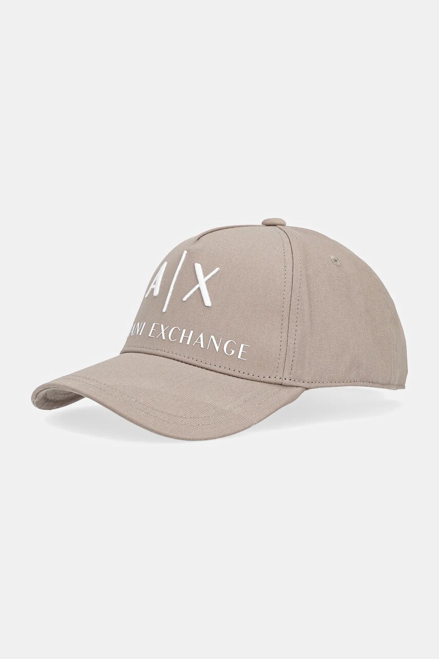 Armani Exchange sapca culoarea verde, cu imprimeu