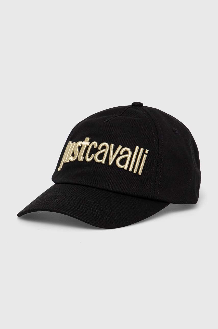 Levně Bavlněná baseballová čepice Just Cavalli černá barva, s aplikací