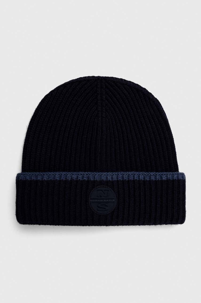 North Sails caciula din amestec de lana culoarea albastru marin, din tesatura neteda