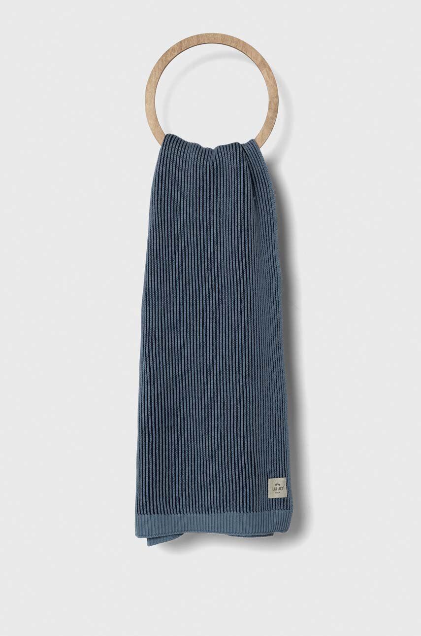 Šátek z vlněné směsi Liu Jo tmavomodrá barva, melanžový - námořnická modř - 80 % Bavlna