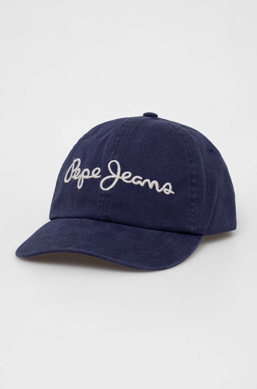 

Хлопковая кепка Pepe Jeans Gilbert цвет синий с аппликацией