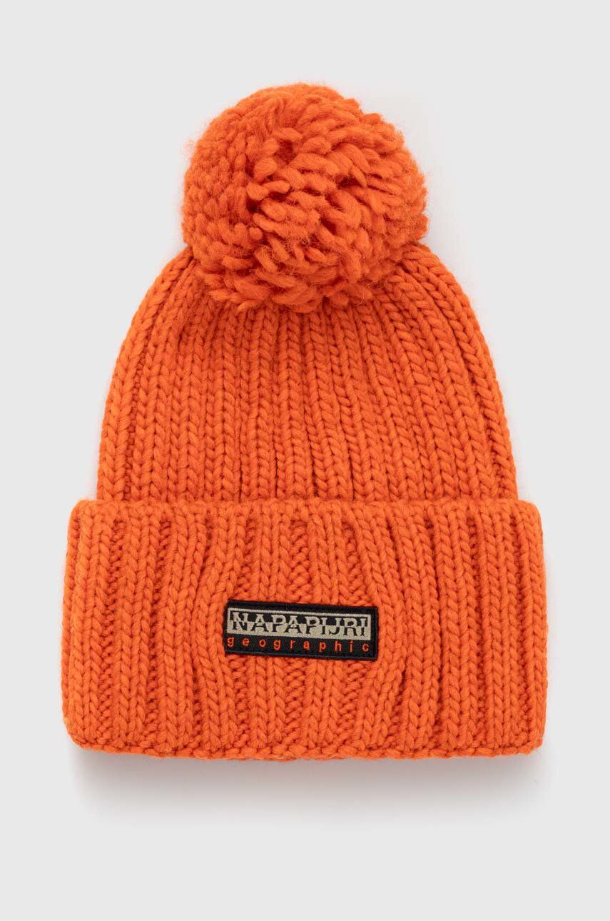 Čepice z vlněné směsi Napapijri oranžová barva, z husté pleteniny - oranžová - 75 % Akryl