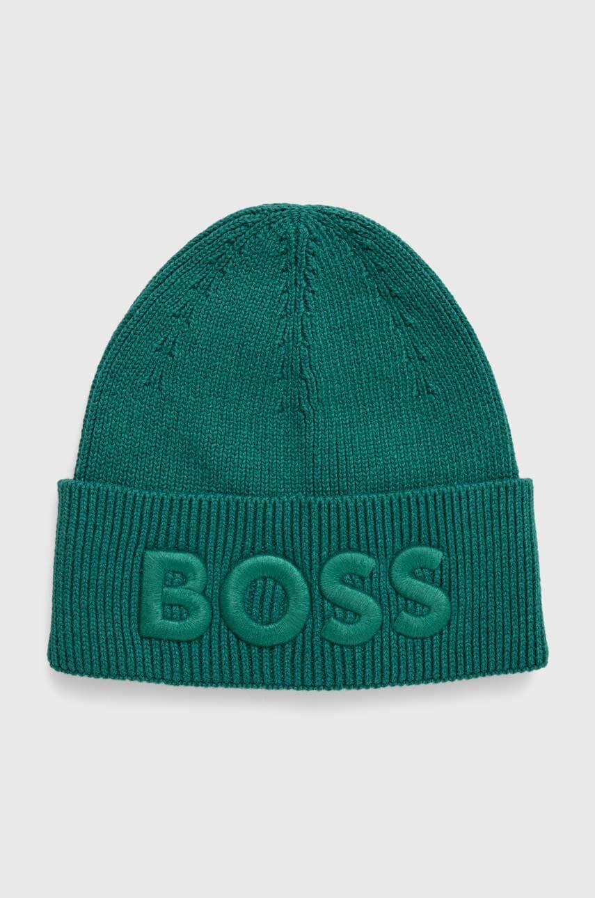 Boss Orange caciula din amestec de lana BOSS ORANGE culoarea verde, din tricot gros
