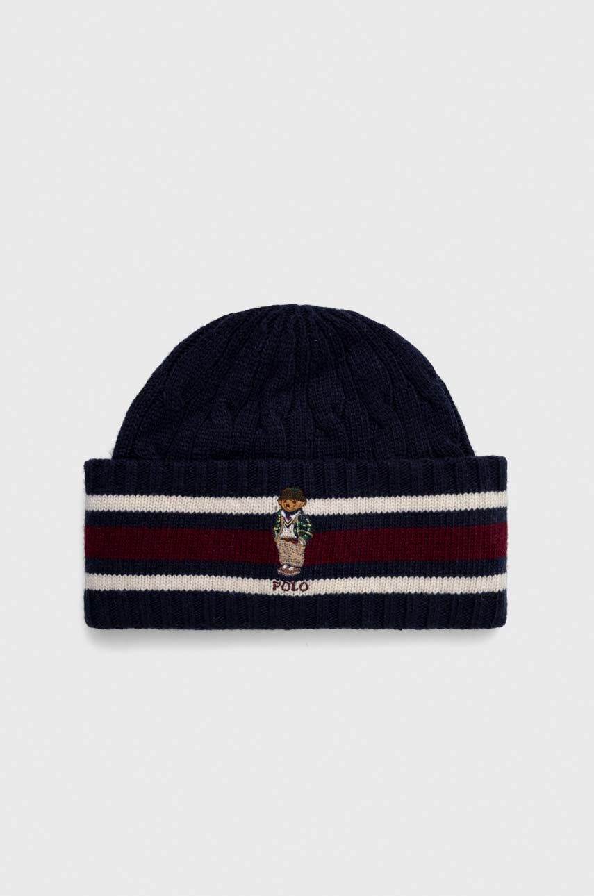 

Шапка с вълна Polo Ralph Lauren в тъмносиньо, Тъмносин