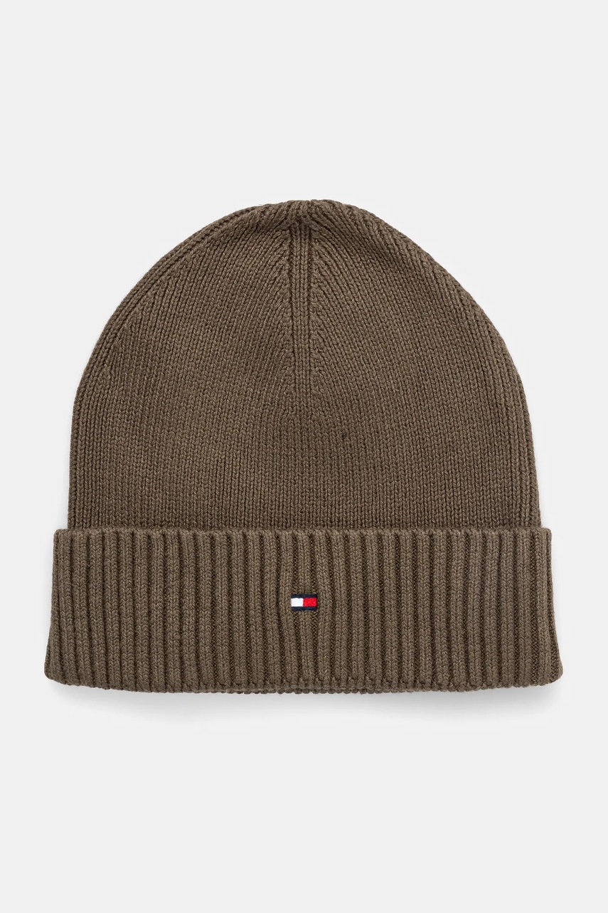 

Шапка с кашмир Tommy Hilfiger в кафяво с фина плетка, Зелен
