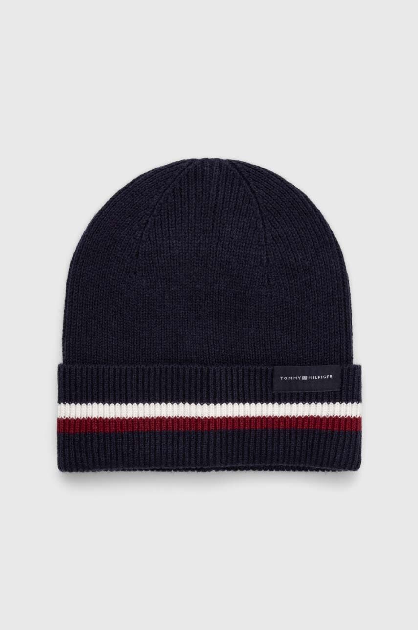 

Шапка с вълна Tommy Hilfiger в тъмносиньо, Тъмносин