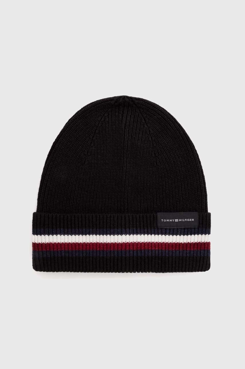 

Шапка з домішкою вовни Tommy Hilfiger колір чорний