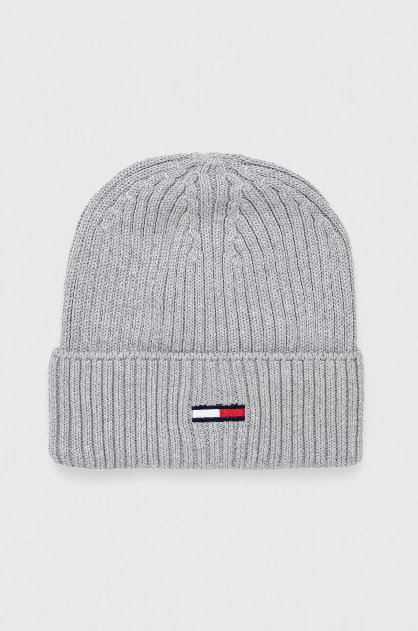 

Шапка Tommy Jeans в сиво с фина плетка, Сив