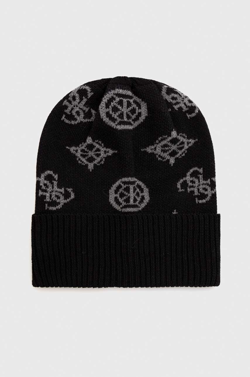 

Шапка з домішкою вовни Guess колір чорний
